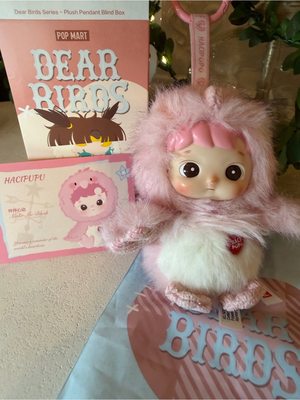 Pop Mart Hacipupu Pink Plush Keychain – Dear Birds Series
